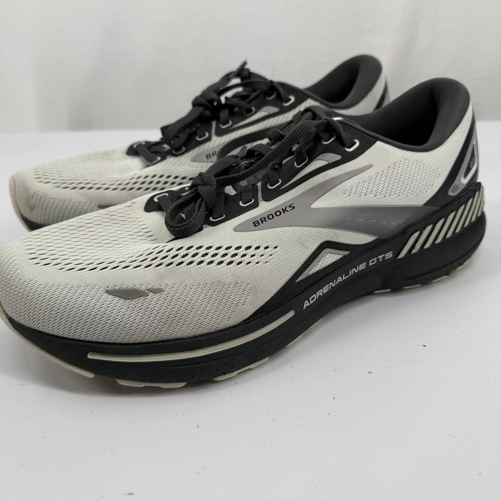 Brooks Adrenaline GTS 23 Running Shoes Mens 11 Wide White Gray 1103912E065